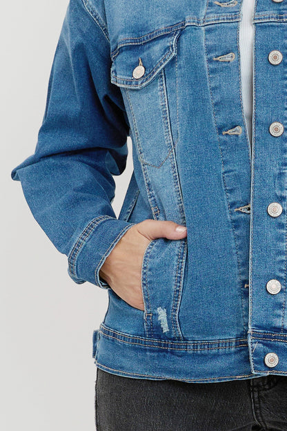Women's Drop Shoulder Boyfriend Denim Jacket view 8 - Women'S Drop Jacket (bottom)