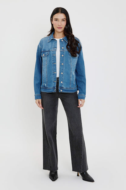 Women's Drop Shoulder Boyfriend Denim Jacket view 9 - Women'S Drop Jacket (bottom)