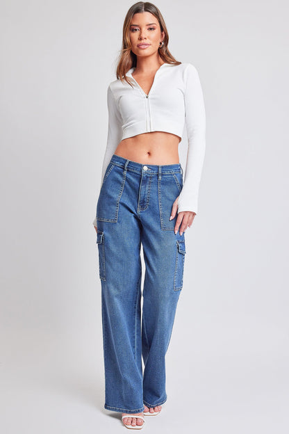 Women's Elastic Waist Straight Cargo Jean view 14 - Comfort Stretch - Womens Elastic Jeans (bottom)