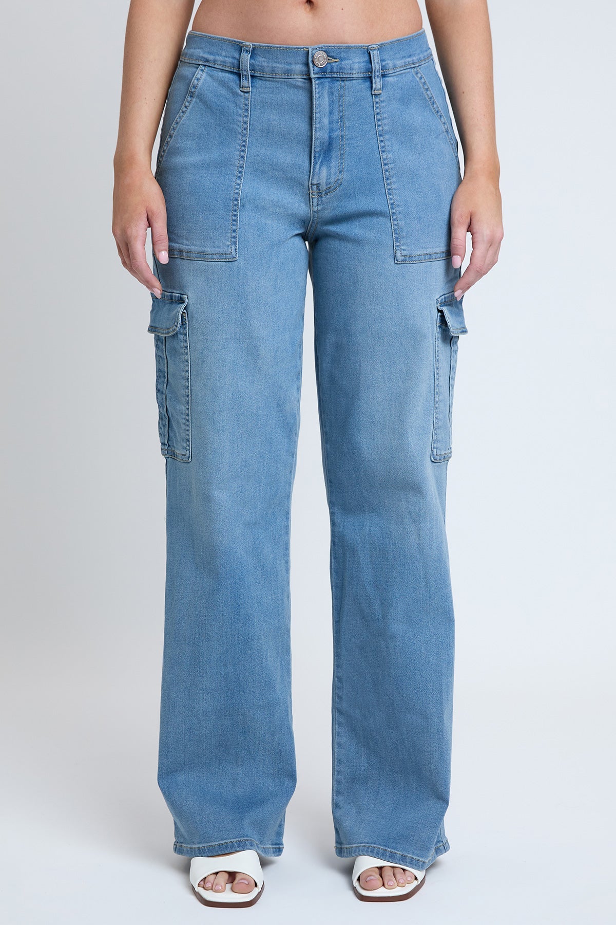 Women's Elastic Waist Straight Cargo Jean view 16 - Comfort Stretch - Womens Elastic Jeans (bottom)