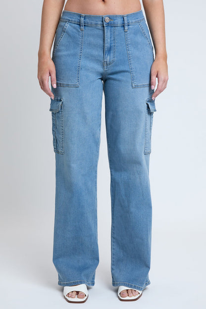 Women's Elastic Waist Straight Cargo Jean view 16 - Comfort Stretch - Womens Elastic Jeans (bottom)