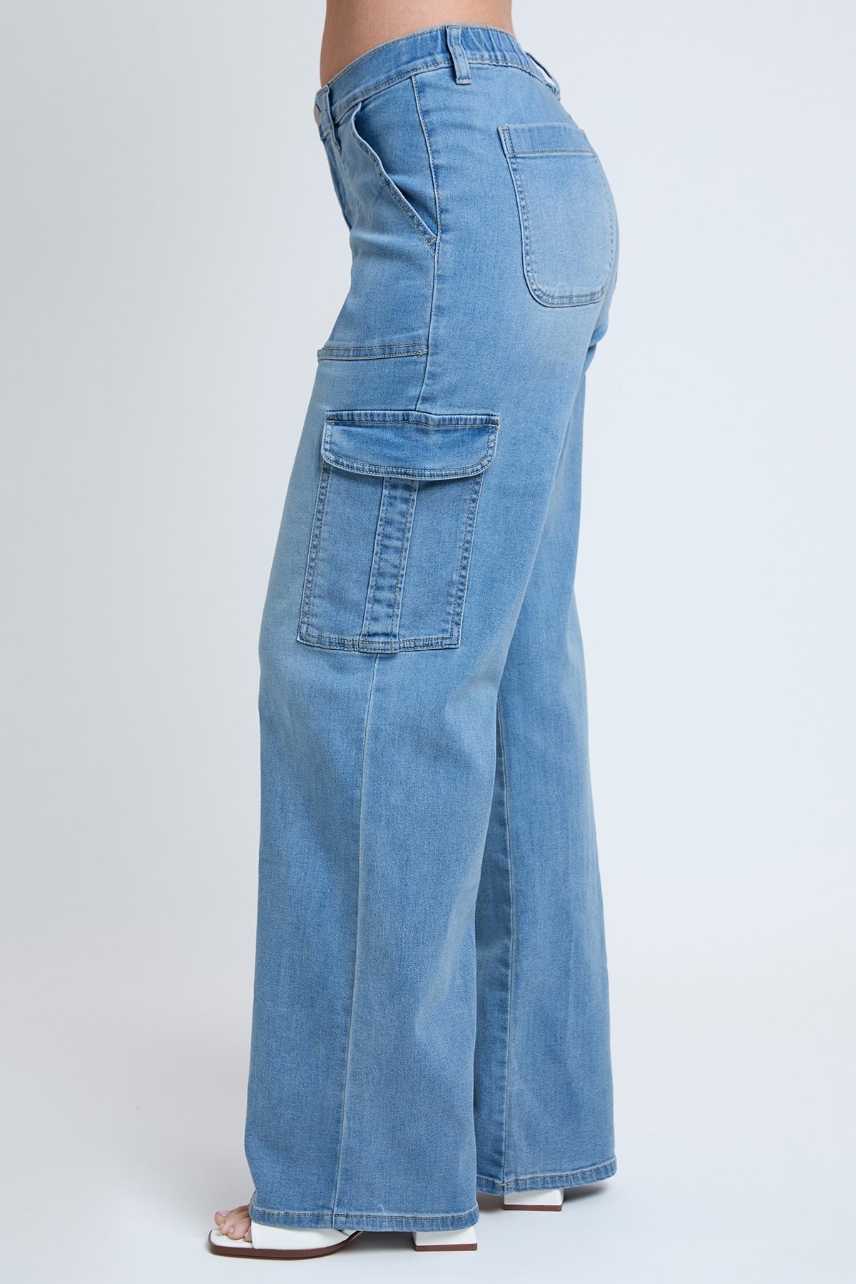 Women's Elastic Waist Straight Cargo Jean view 17 - Comfort Stretch - Womens Elastic Jeans (bottom)