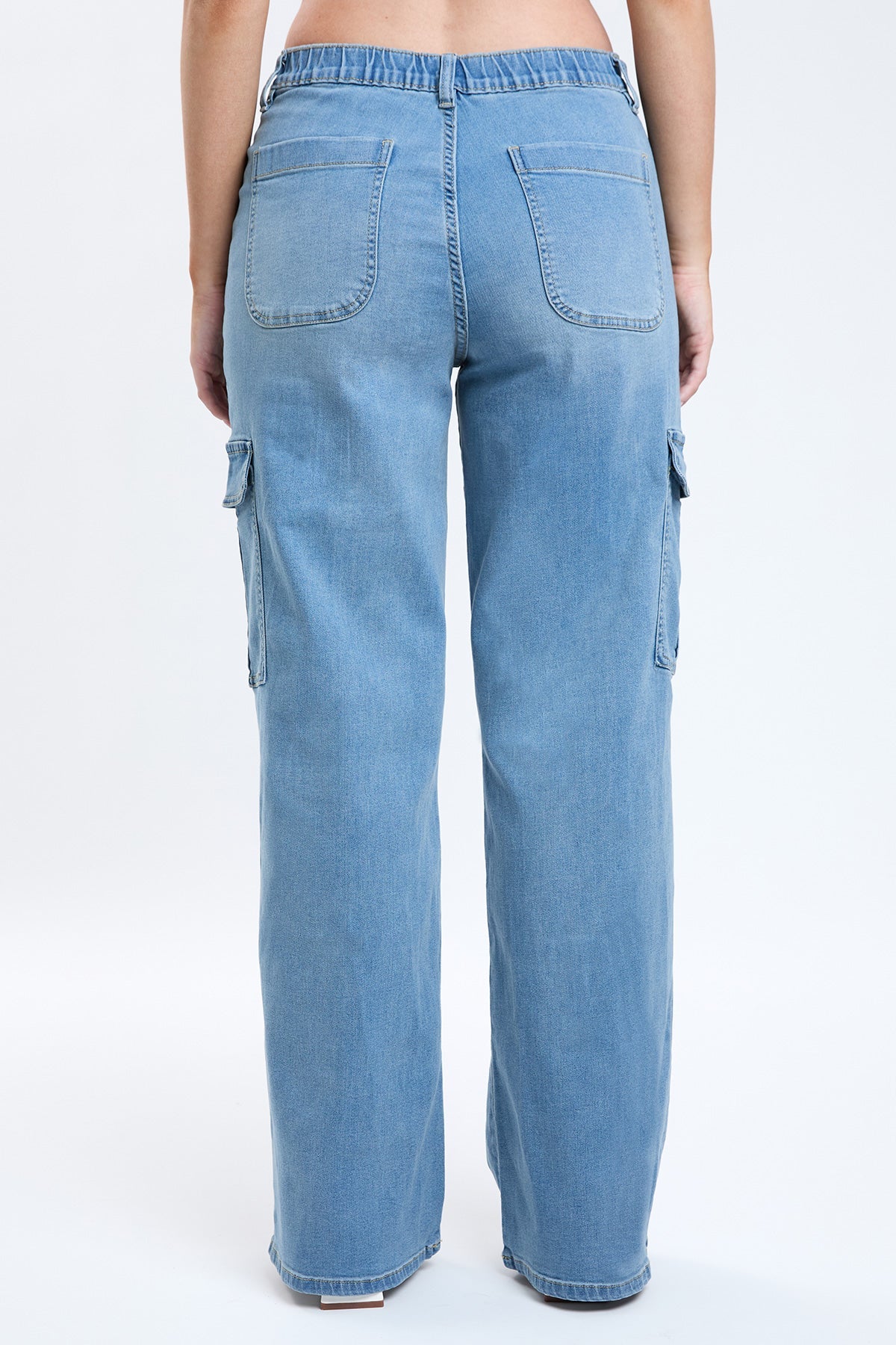 Women's Elastic Waist Straight Cargo Jean view 18 - Comfort Stretch - Womens Elastic Jeans (bottom)