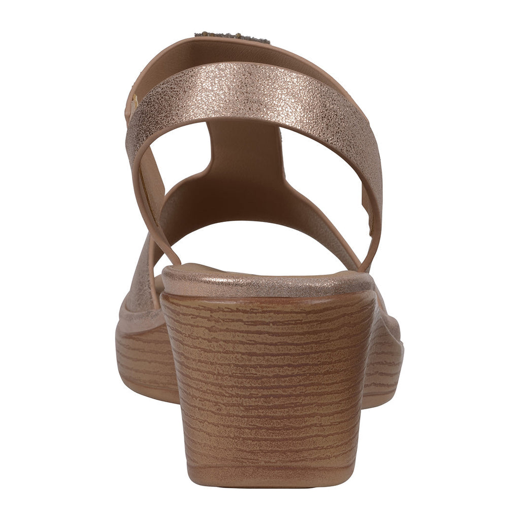 Women's Elissa Rose Gold Embellished Wedge Sandals Rose Gold view 4 (shoe) - women's elissa strappy san - shop at us.meeeshop