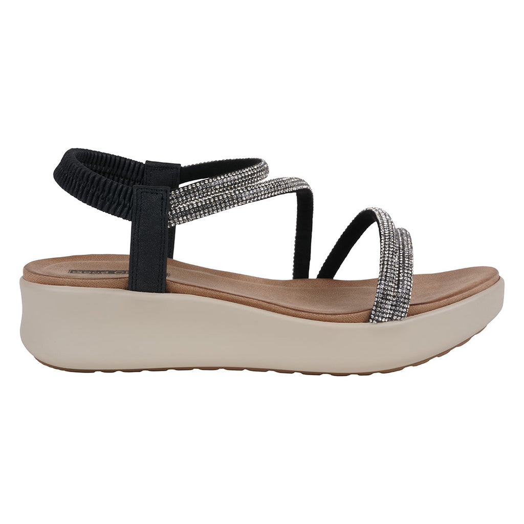 Women's Emory Black Embellished Wedge Sandals Black view 2 (shoe) - wedge sandals, embellished wedge sa - shop at us.meeeshop