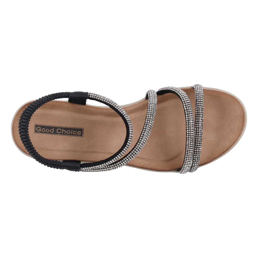 Women's Emory Black Embellished Wedge Sandals Black view 3 (shoe) - wedge sandals, embellished wedge sa - shop at us.meeeshop
