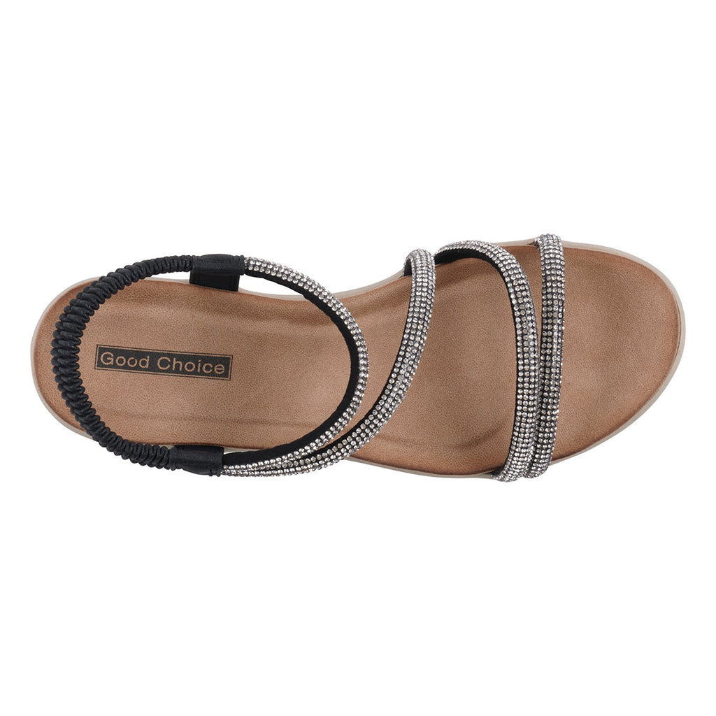 Women's Emory Black Embellished Wedge Sandals Black view 3 (shoe) - wedge sandals, embellished wedge sa - shop at us.meeeshop