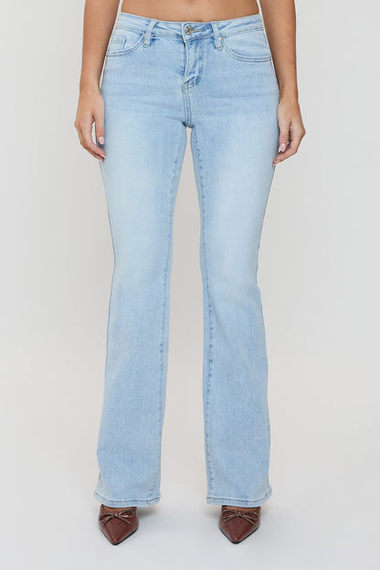 Women's Essential Flare Jeans in Q Celeste Blue Rips view 18 - Women'S Essential Jeans (bottom)