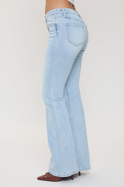 Women's Essential Flare Jeans in Q Celeste Blue Rips view 19 - Women'S Essential Jeans (bottom)