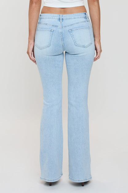 Women's Essential Flare Jeans in Q Celeste Blue Rips view 20 - Women'S Essential Jeans (bottom)
