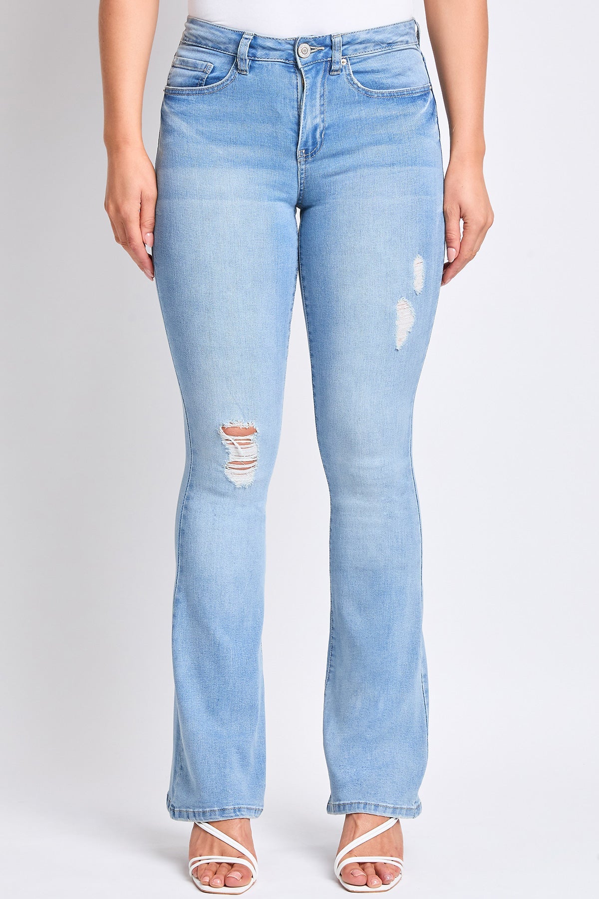 Women's Essential Flare Jeans - Long Inseam in M Medium Blue Rips view 15 - Women'S Essential Jeans (bottom)