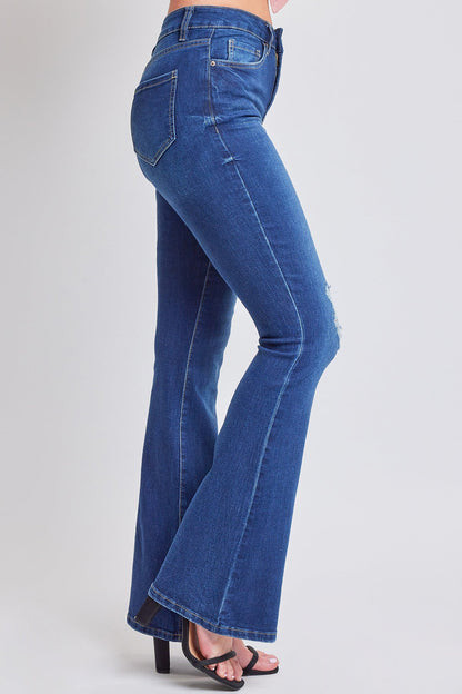Women's Essential Flare Jeans - Long Inseam in S Midnight Sky Blue Rips view 3 - Women'S Essential Jeans (bottom)
