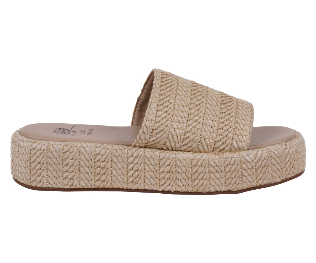 Women's Evie Natural Platform Slide Natural view 2 (shoe) - women's evie knit slide sandal, vionic wome - shop at us.meeeshop