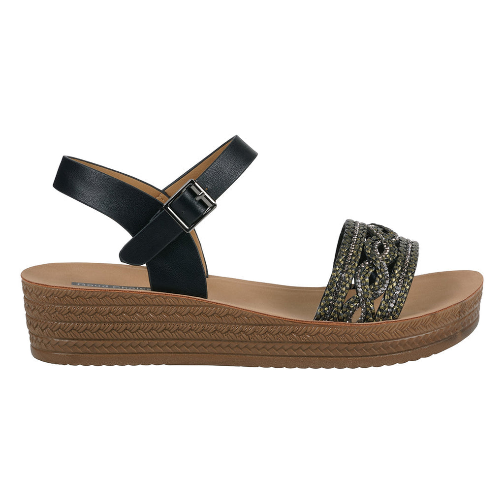 Women's Fay Black Embellished Cross Strap Sandals Black view 2 (shoe) - women's day sandals, women's da - shop at us.meeeshop