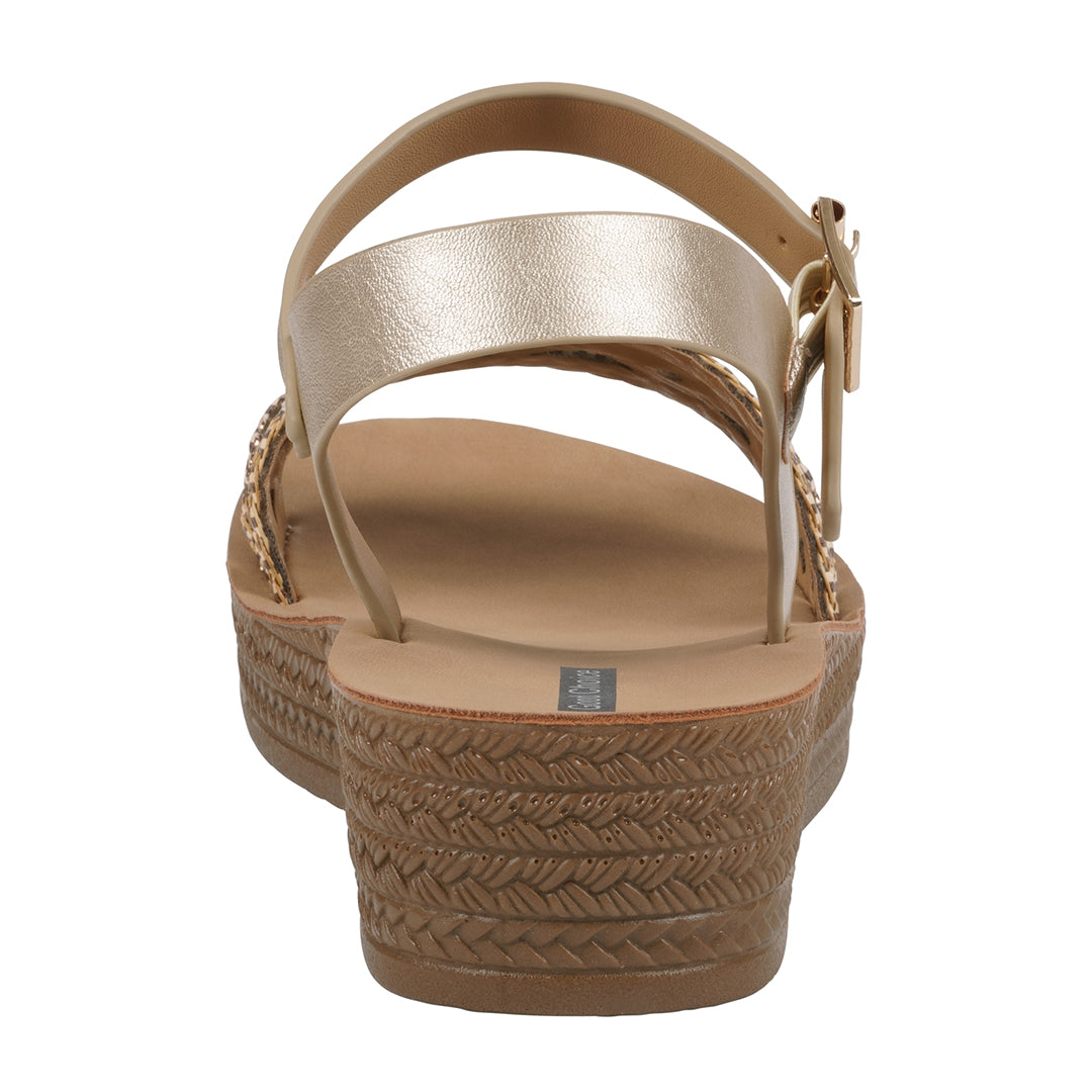 Women's Fay Gold Embellished Cross Strap Sandals Gold view 4 (shoe) - women's day sandals, women's day  - shop at us.meeeshop