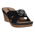 Women's Fiora Black Floral Wedge Sandals Black (shoe) - wedge sandals, floral wedge sandals - shop at us.meeeshop