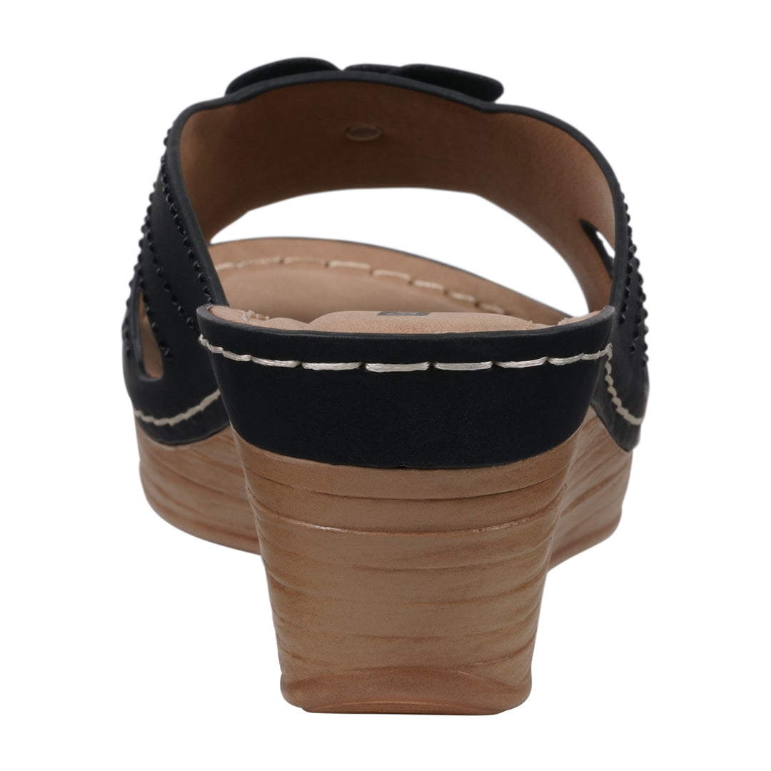 Women's Fiora Black Floral Wedge Sandals Black view 4 (shoe) - wedge sandals, floral wedge sandals - shop at us.meeeshop