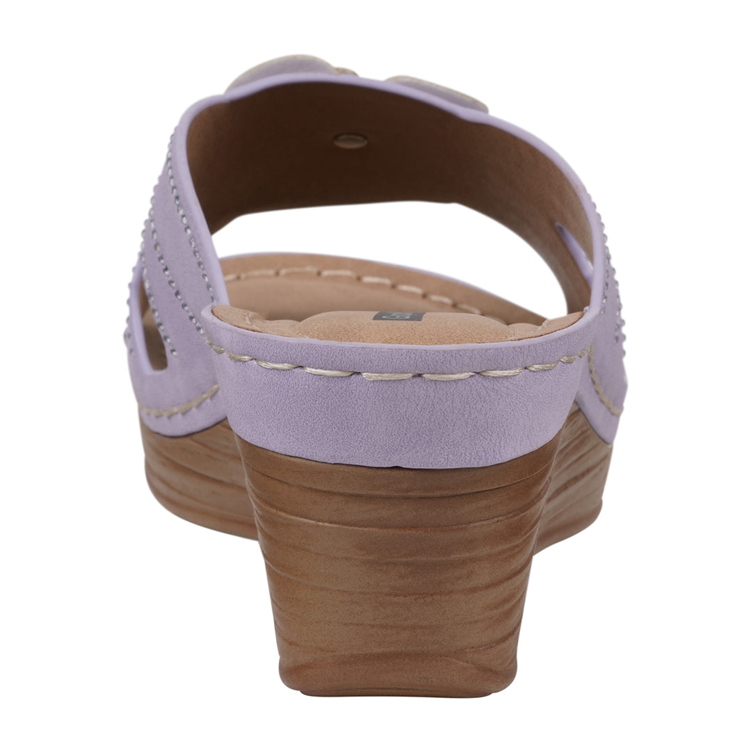 Women's Fiora Lilac Floral Wedge Sandals Lilac view 4 (shoe) - wedge sandals, floral wedge sandals - shop at us.meeeshop