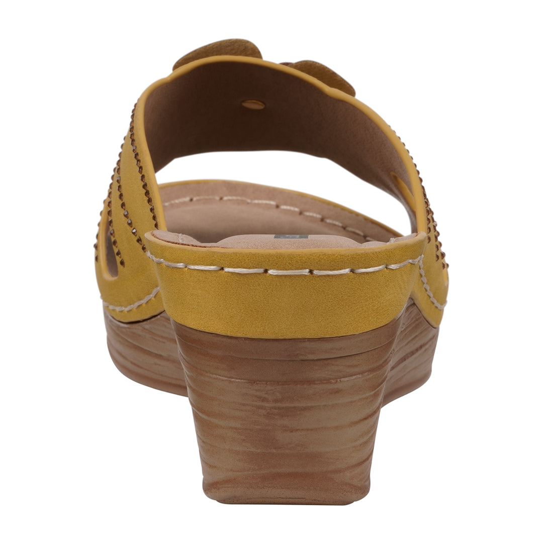 Women's Fiora Yellow Floral Wedge Sandals Yellow view 4 (shoe) - wedge sandals, floral wedge sandals - shop at us.meeeshop