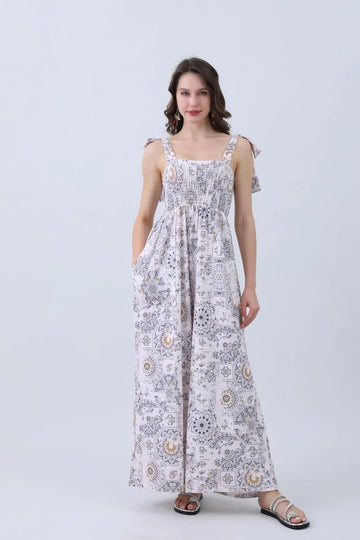 Women’s Floral Print Jumpsuit – Elasticized Bust & Dreamy Wide-leg Cut - MeeeShop Women's Fashion
