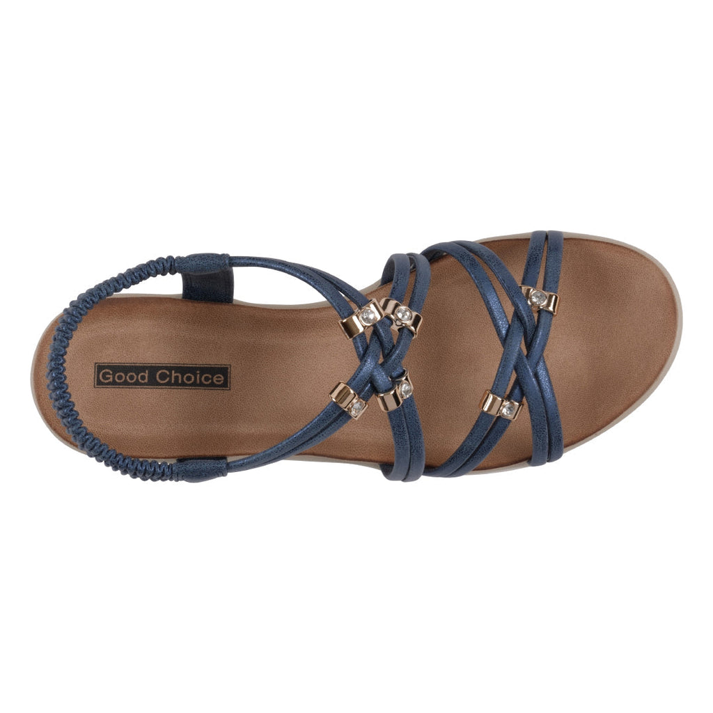 Women's Fran Navy Strappy Wedge Sandals Navy view 2 (shoe) - womens tan sandals, womens tan sandals nea - shop at us.meeeshop
