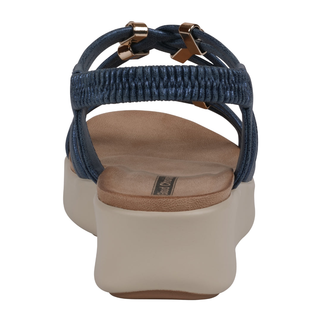 Women's Fran Navy Strappy Wedge Sandals Navy view 3 (shoe) - womens tan sandals, womens tan sandals nea - shop at us.meeeshop