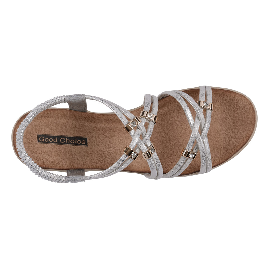 Women's Fran Silver Strappy Wedge Sandals Silver view 2 (shoe) - womens tan sandals, womens tan sandals - shop at us.meeeshop