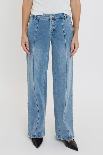 Women's Front Seam Wide Leg Jeans in C Sky Blue view 3 - Women'S Seam Jeans (bottom)