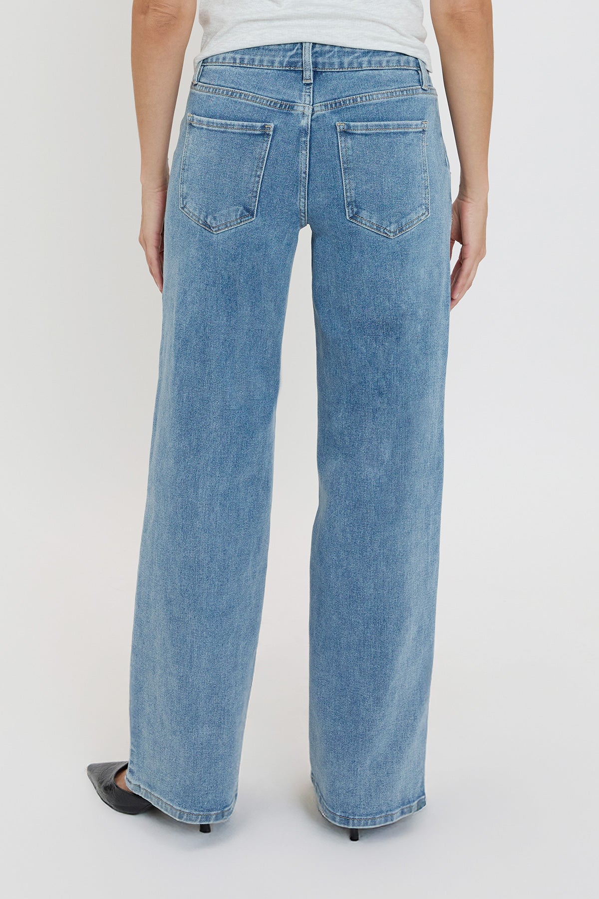 Women's Front Seam Wide Leg Jeans in C Sky Blue view 4 - Women'S Seam Jeans (bottom)