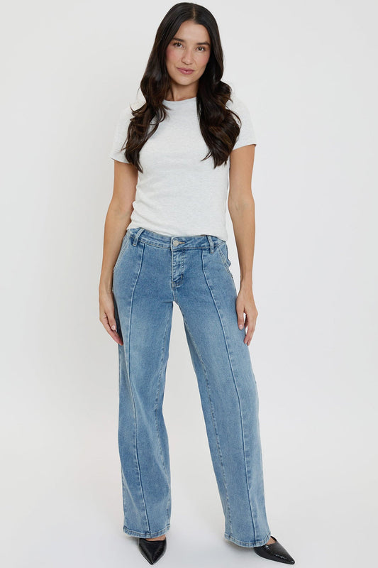 Women's Front Seam Wide Leg Jeans in C Sky Blue - Women'S Seam Jeans (bottom)