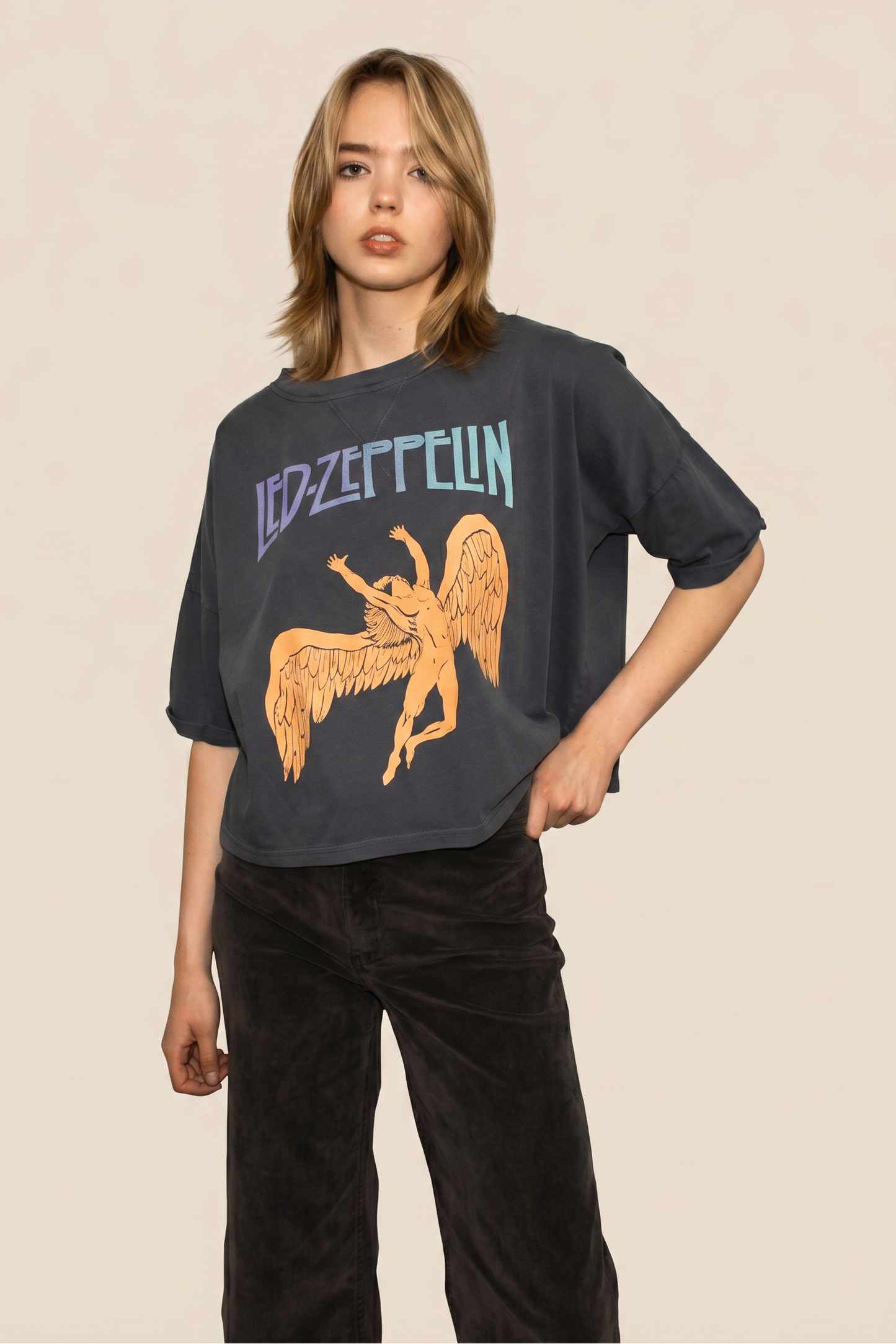 Led Zeppelin Swan Cropped Tee in S - Led Zeppelin Tee Shirts (top)