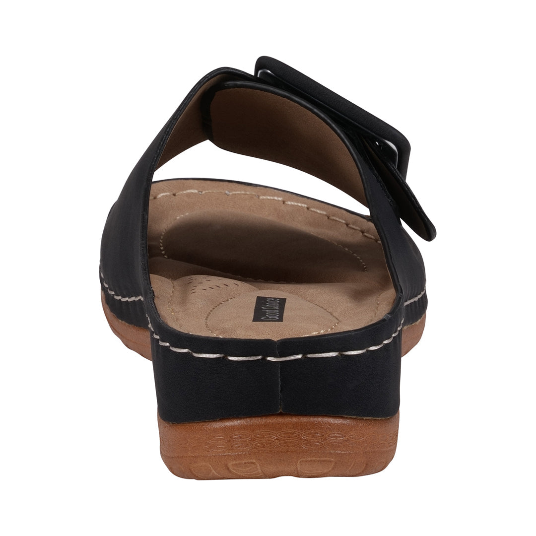 Women's Hamden Black Buckled Flat Sandals Black view 2 (shoe) - women's hamden slingback pumps, hamden  - shop at us.meeeshop