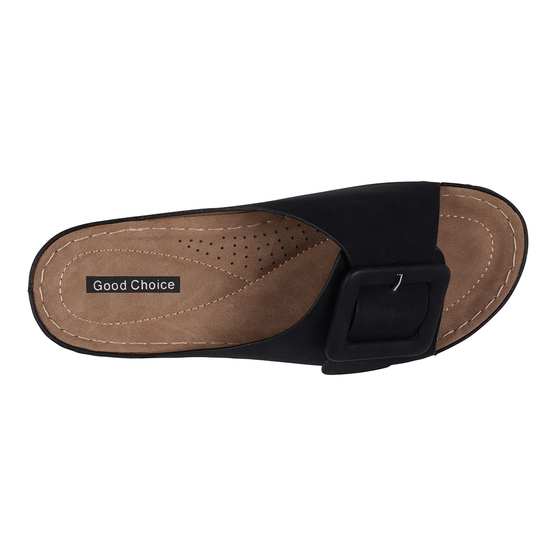 Women's Hamden Black Buckled Flat Sandals Black view 8 (shoe) - women's hamden slingback pumps, hamden  - shop at us.meeeshop
