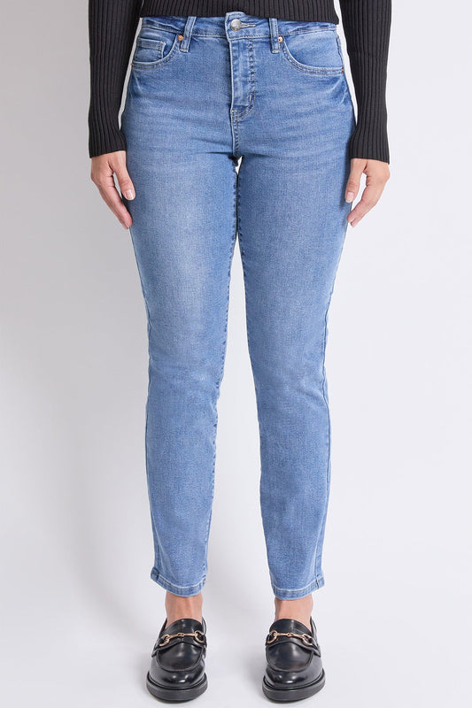 Women's High Rise Basic 5 Pocket Straight Jeans in M Medium Blue view 2 - High-Waisted - Women High Jeans (bottom)