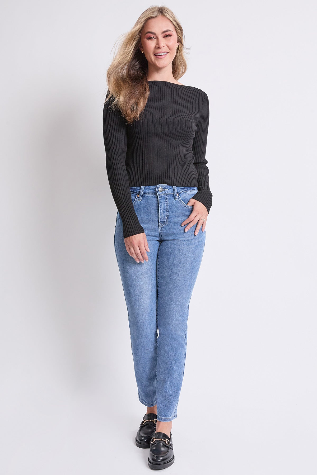 Women's High Rise Basic 5 Pocket Straight Jeans in S Midnight Sky Blue view 7 - High-Waisted - Women High Jeans