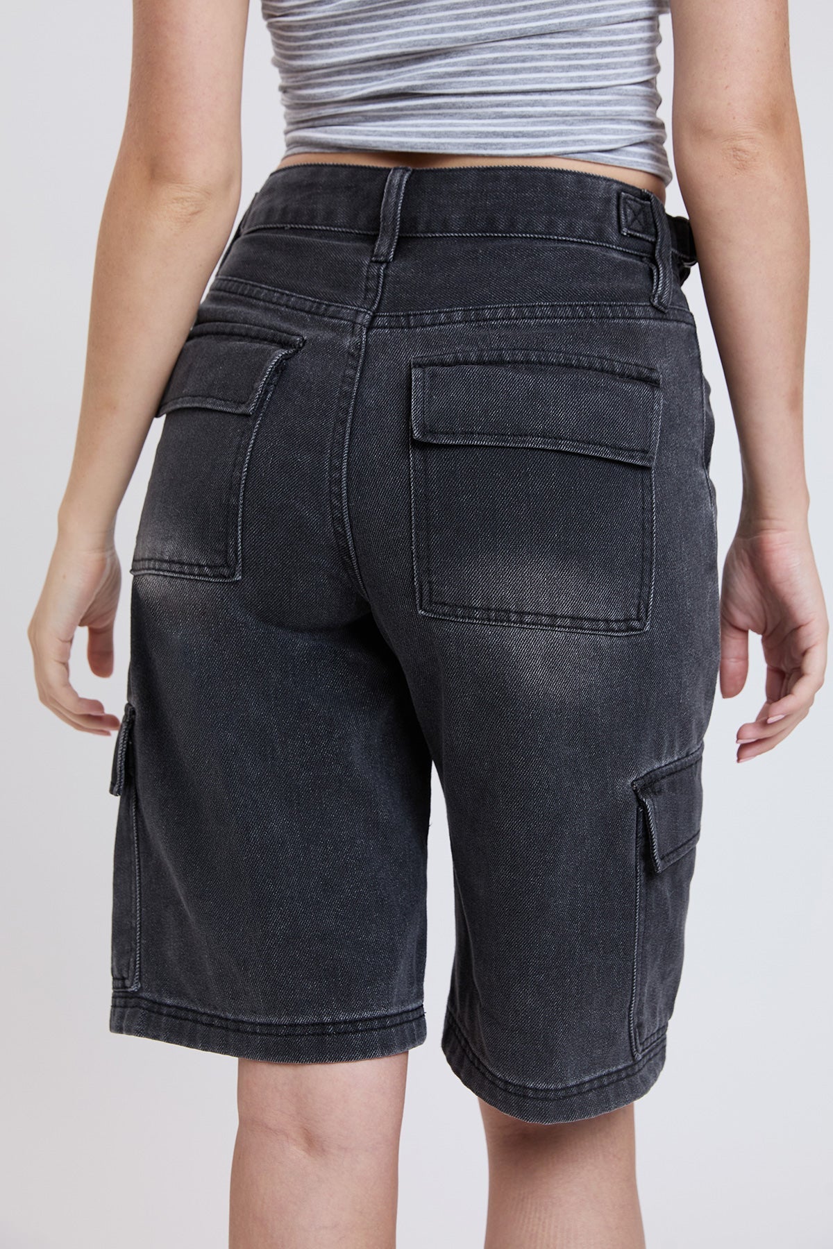 Women's High Rise Cargo Jort view 8 - High-Waisted - High Rise Shorts Women (bottom)
