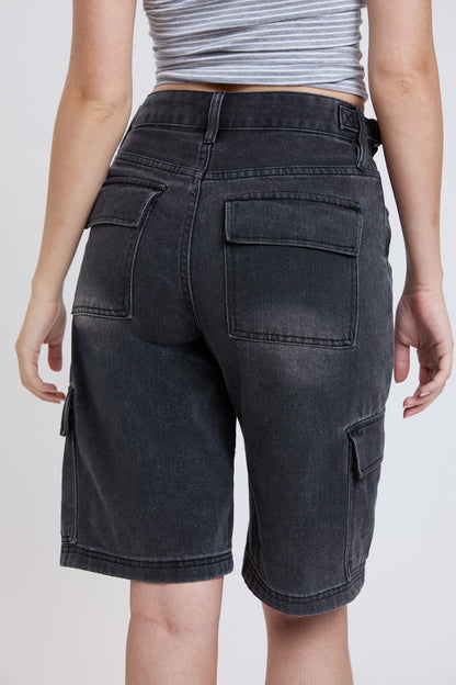 Women's High Rise Cargo Jort view 8 - High-Waisted - High Rise Shorts Women (bottom)
