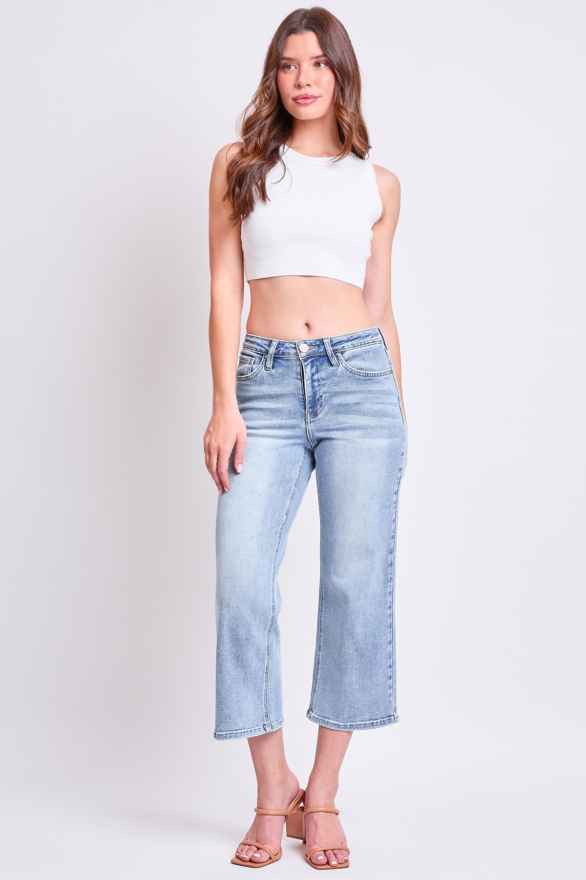 Women's High Rise Cropped Wide Leg in Y Washed Blue view 16 - High-Waisted - Womens High Leg Bikini (bottom)