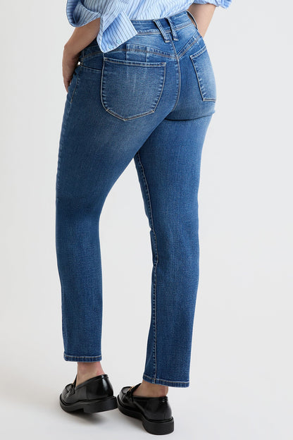Women's High Rise Curve Confidence Straight Jeans in M Medium Blue view 11 - High-Waisted - Women High Jeans (bottom)