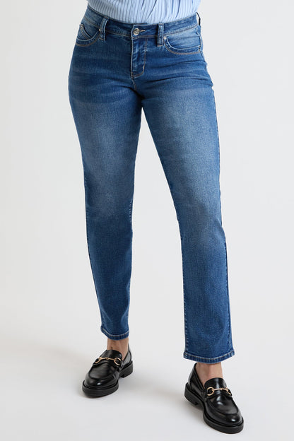 Women's High Rise Curve Confidence Straight Jeans in M Medium Blue view 12 - High-Waisted - Women High Jeans (bottom)