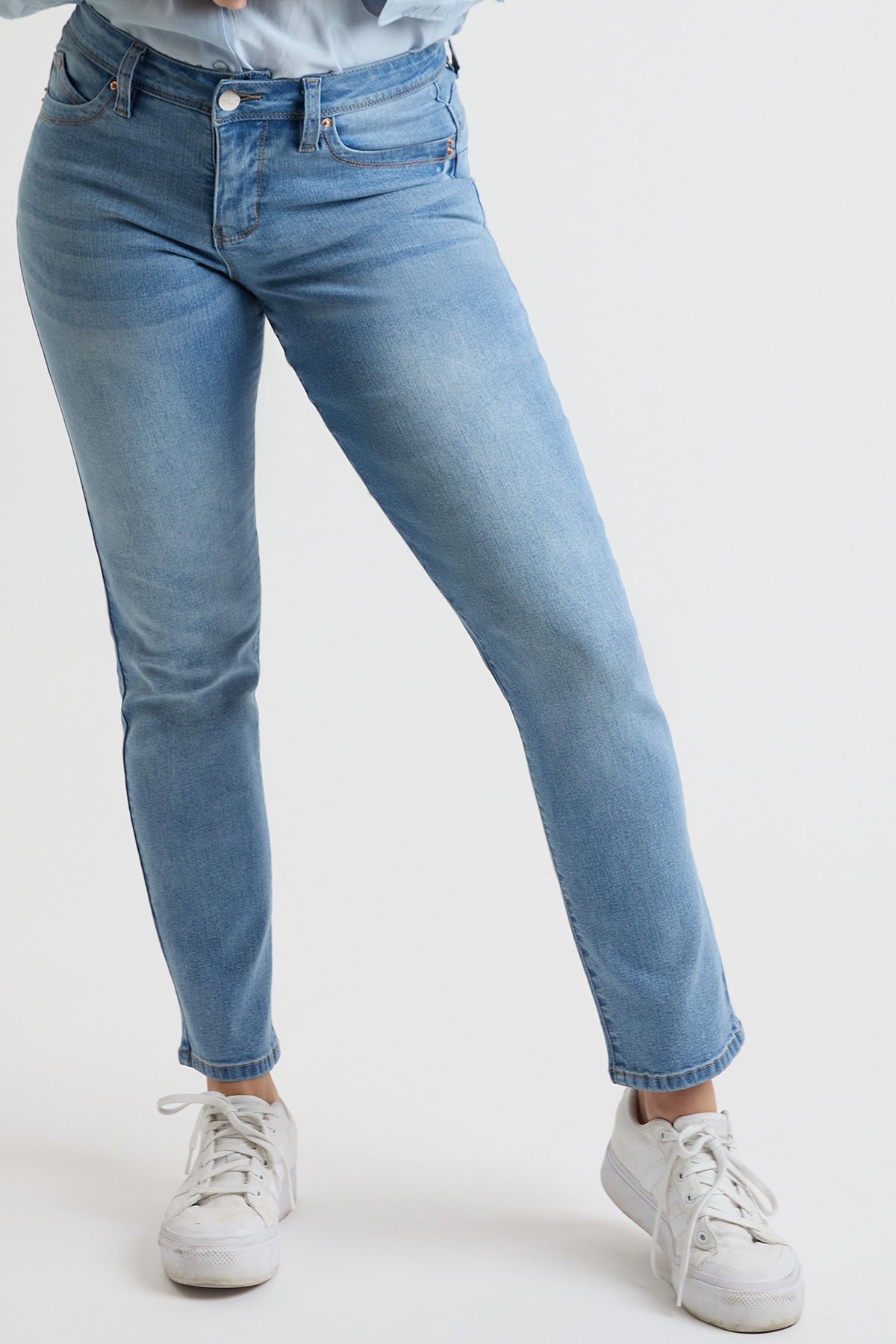 Women's High Rise Curve Confidence Straight Jeans in C Sky Blue view 3 - High-Waisted - Women High Jeans (bottom)
