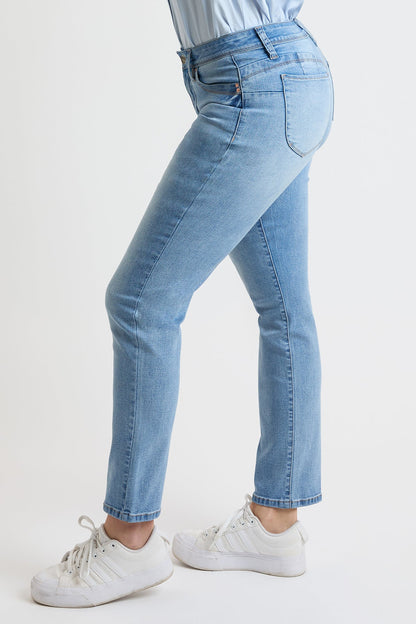 Women's High Rise Curve Confidence Straight Jeans in C Sky Blue view 4 - High-Waisted - Women High Jeans (bottom)