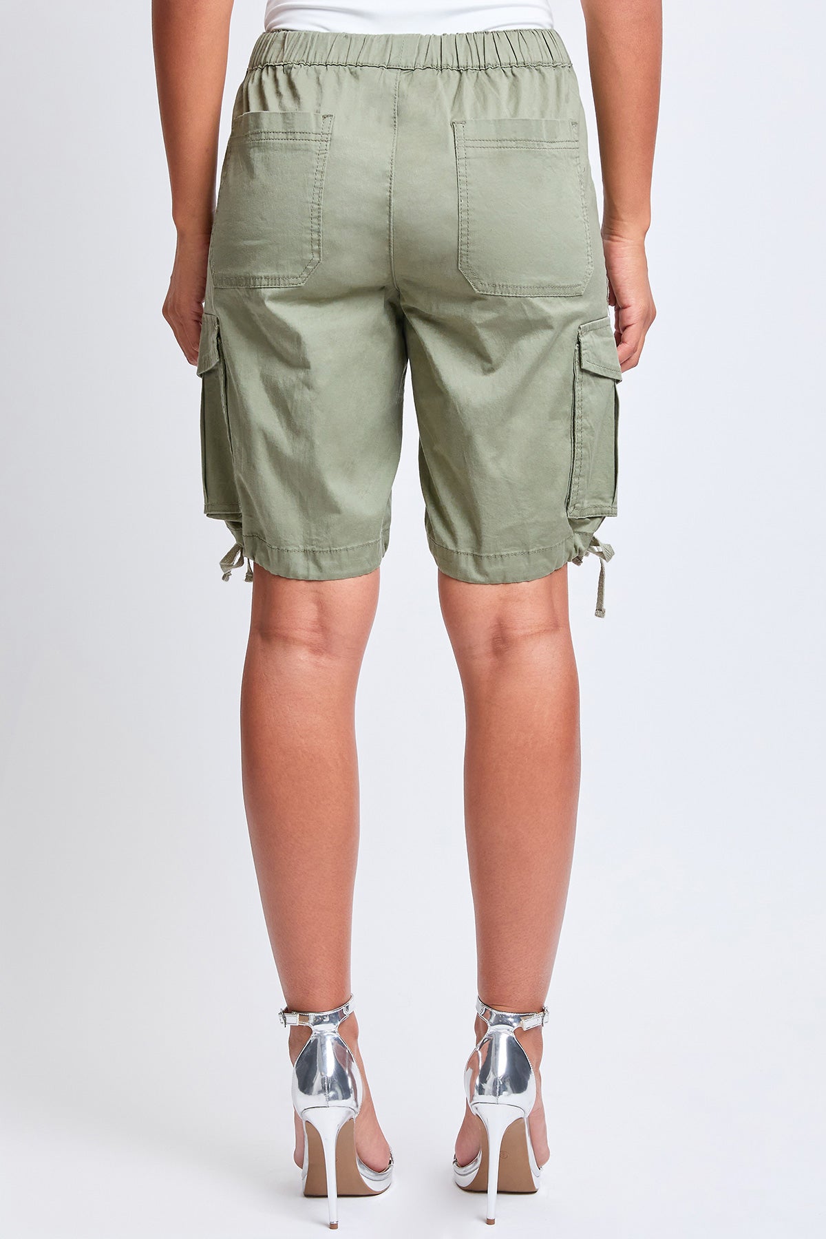 Women's High Rise Long Cargo Shorts in Green Tea view 4 - High-Waisted - Women'S High Shorts (bottom)