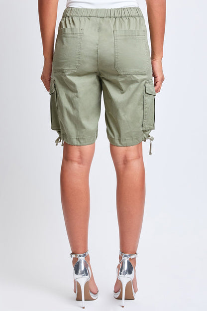 Women's High Rise Long Cargo Shorts in Green Tea view 4 - High-Waisted - Women'S High Shorts (bottom)