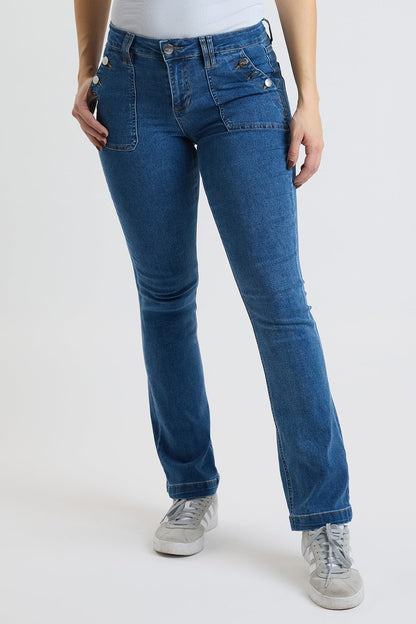 Women's High Rise Sailor Bootcut in M Medium Blue view 2 - High-Waisted - Women'S Bootcut High Rise Jeans (bottom)