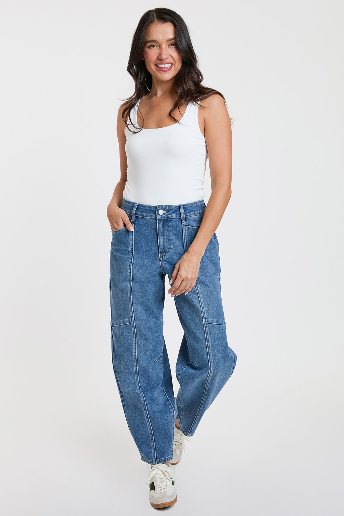 Women's High Rise Seamed Barrel Jeans view 11 - High-Waisted - Women High Jeans (bottom)