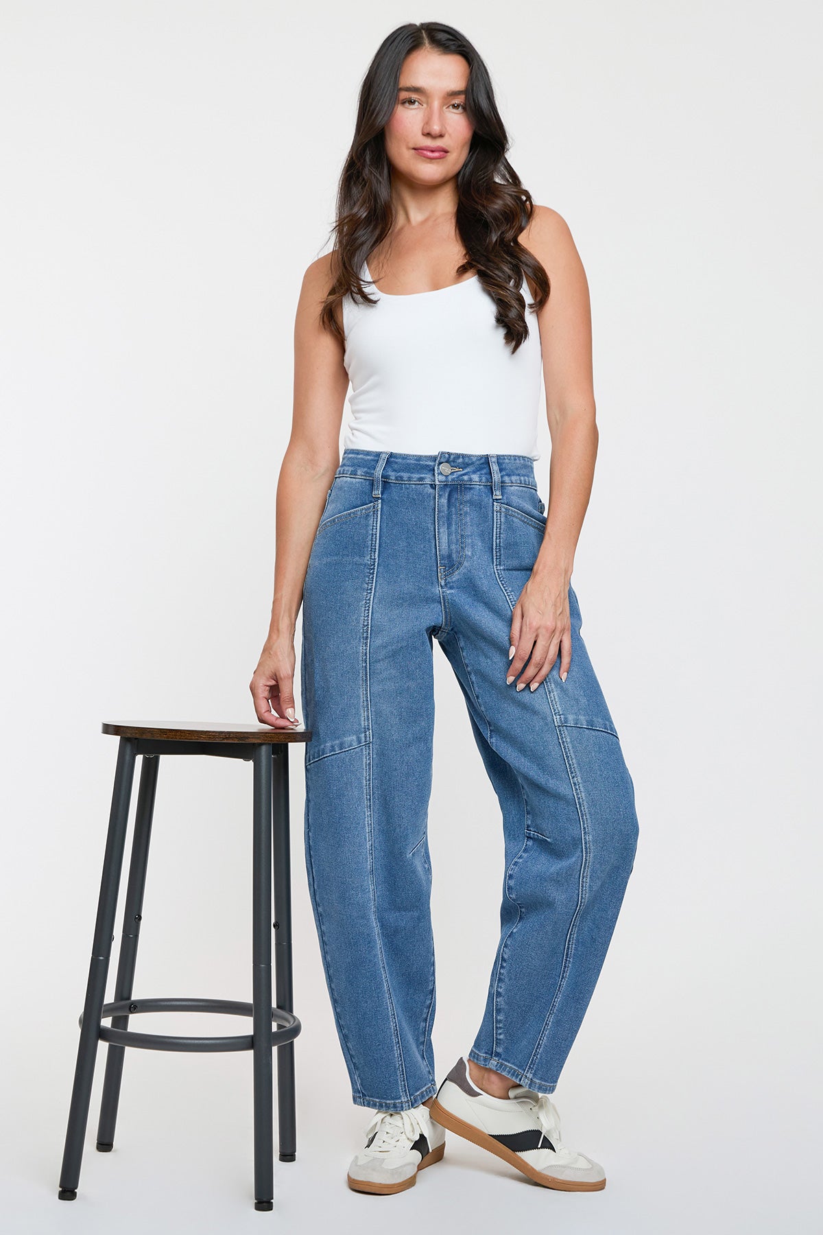 Women's High Rise Seamed Barrel Jeans view 12 - High-Waisted - Women High Jeans (bottom)