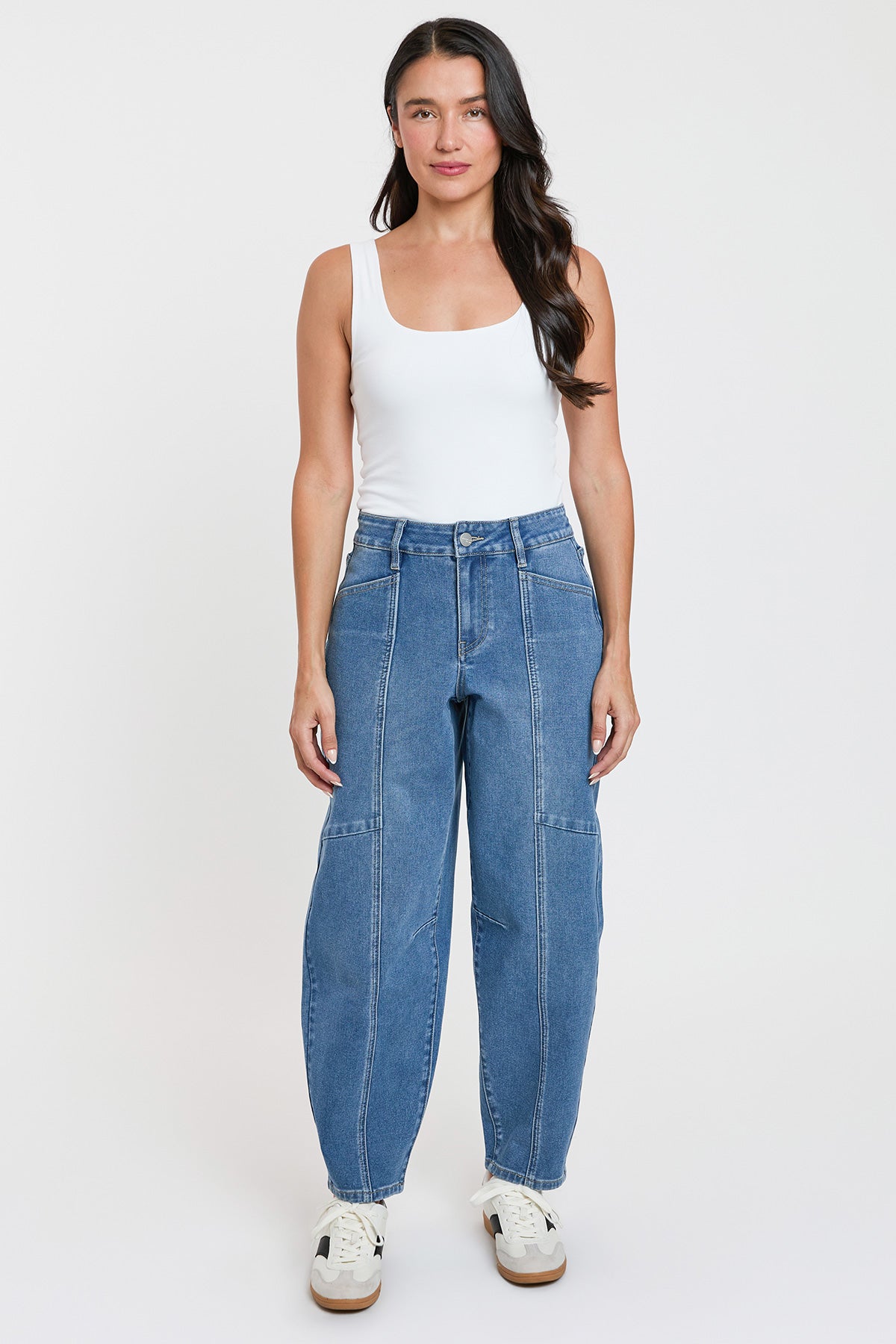 Women's High Rise Seamed Barrel Jeans view 8 - High-Waisted - Women High Jeans (bottom)