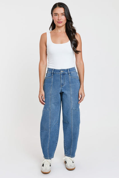 Women's High Rise Seamed Barrel Jeans view 8 - High-Waisted - Women High Jeans (bottom)