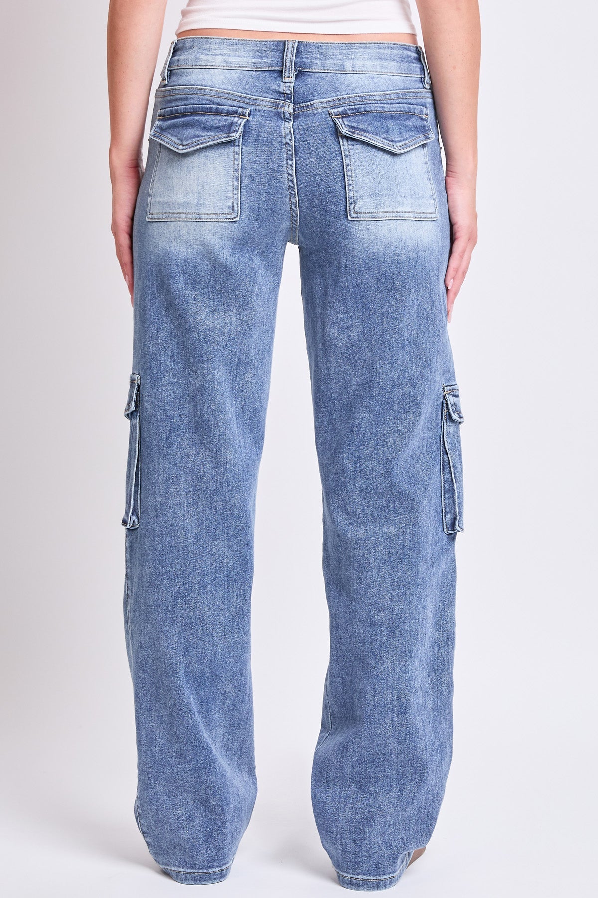 Women's High Rise Skater Cargo Jeans in M Medium Blue view 4 - High-Waisted - Women High Jeans (bottom)